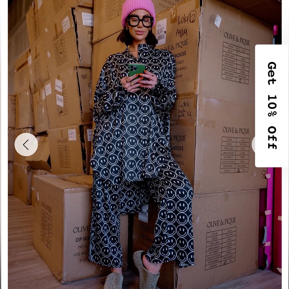 Dressed in LALA Black and White Smiley Jumpsuit